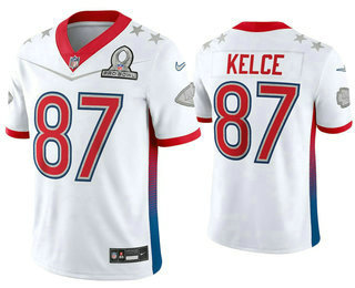 Men's Kansas City Chiefs #87 Travis Kelce White 2022 Pro Bowl