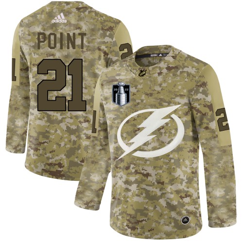 Adidas Tampa Bay Lightning No21 Brayden Point Camo Authentic 2017 Veterans Day Stitched Youth NHL Jersey