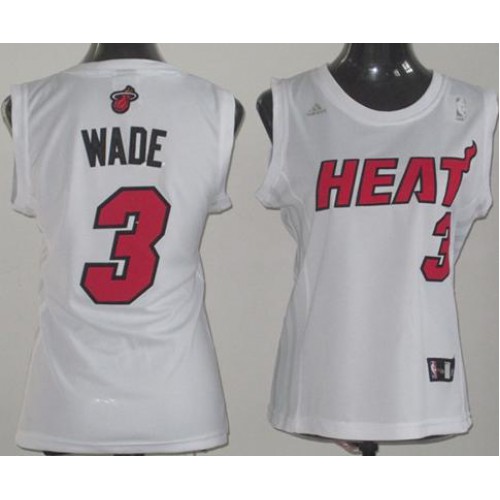 Cheap Women Miami Heat 3# Dwyane Wade White NBA Jerseys