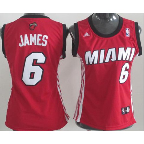 Cheap Women Miami Heat 6# LeBron James Red NBA Jerseys