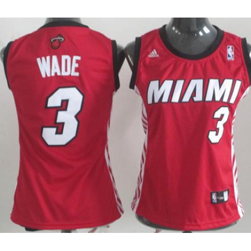 Cheap Women Miami Heat 3# Dwyane Wade Red NBA Jerseys