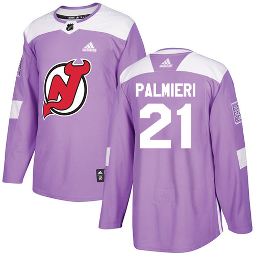 Adidas New Jersey Devils #21 Kyle Palmieri Purple Authentic Fights Cancer Stitched NHL Jersey