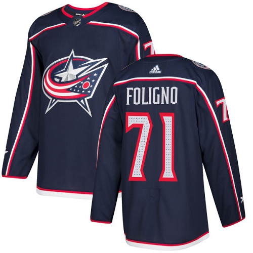 Adidas Columbus Blue Jackets #71 Nick Foligno Navy Blue Home Authentic Stitched NHL Jersey