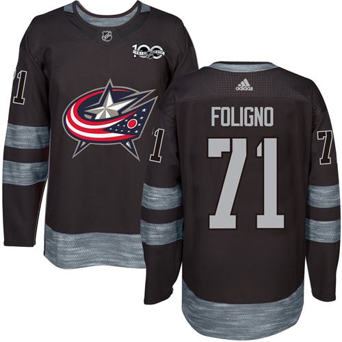 Adidas Columbus Blue Jackets #71 Nick Foligno Black 1917-2017 100th Anniversary Stitched NHL Jersey