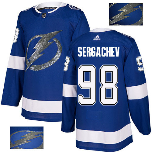 Adidas Tampa Bay Lightning #98 Mikhail Sergachev Blue Home Authentic Fashion Gold Stitched NHL Jersey