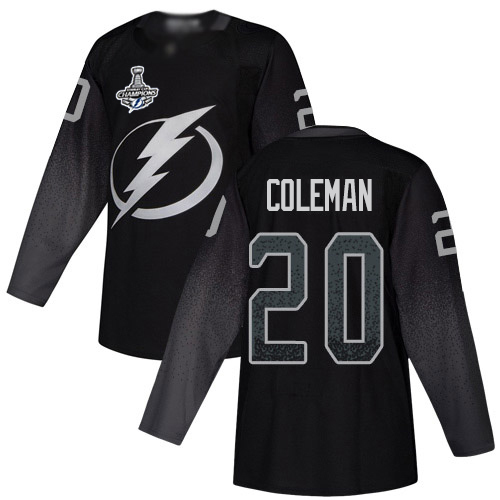 Adidas Tampa Bay Lightning #20 Blake Coleman Black Alternate Authentic 2020 Stanley Cup Champions Stitched NHL Jersey