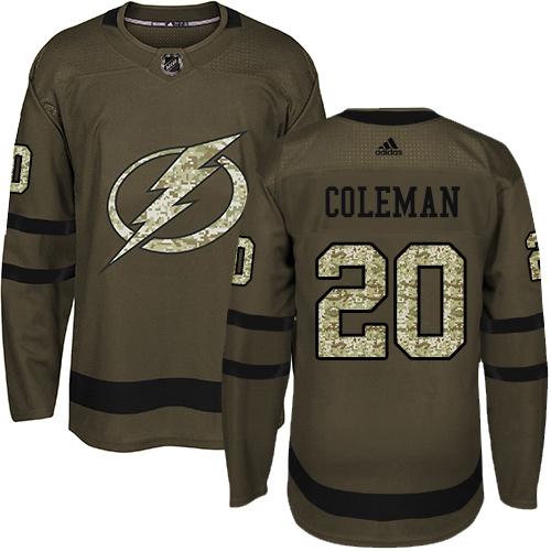 Adidas Tampa Bay Lightning #20 Blake Coleman Green Salute to Service Stitched NHL Jersey