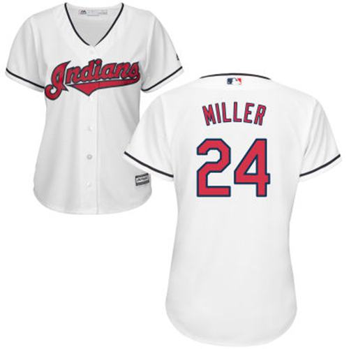 Cleveland Indians #24 Andrew Miller White Women's Home Stitched MLB Jersey