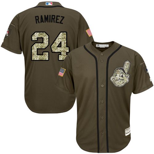 Cleveland Indians #24 Manny Ramirez Green Salute to Service Stitched Youth MLB Jersey