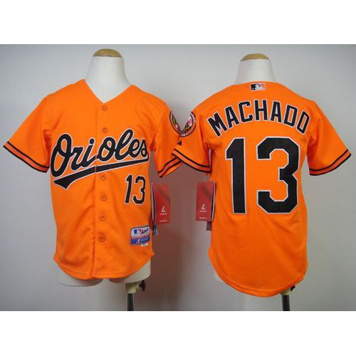 Baltimore Orioles #13 Manny Machado Orange Cool Base Stitched Youth MLB Jersey
