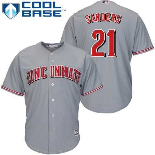 Cincinnati Reds #21 Reggie Sanders Grey Cool Base Stitched Youth MLB Jersey