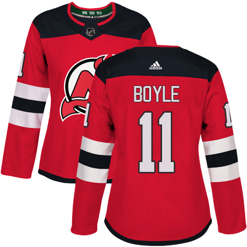 Adidas New Jersey Devils #11 Brian Boyle Red Home Authentic Women's Stitched NHL Jersey