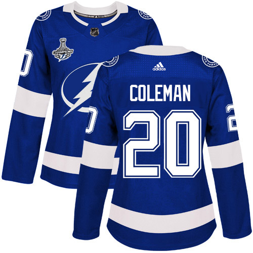 Adidas Tampa Bay Lightning #20 Blake Coleman Blue Home Authentic Women's 2020 Stanley Cup Champions Stitched NHL Jersey