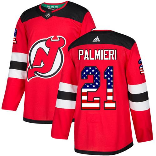 Adidas New Jersey Devils #21 Kyle Palmieri Red Home Authentic USA Flag Stitched Youth NHL Jersey