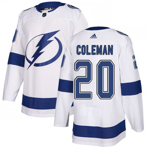 Adidas Tampa Bay Lightning #20 Blake Coleman White Road Authentic Youth Stitched NHL Jersey