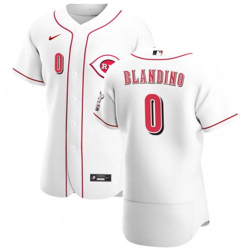 Cincinnati Reds #0 Alex Blandino Men's Nike White Home 2020 Authentic Player MLB Jersey