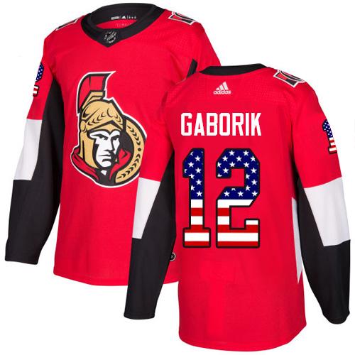 Adidas Ottawa Senators #12 Marian Gaborik Red Home Authentic USA Flag Stitched NHL Jersey