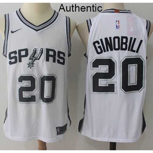 Men's Nike San Antonio Spurs #20 Manu Ginobili White NBA Authentic ...