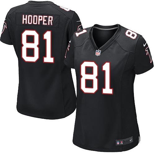 Nike Atlanta Falcons #81 Austin Hooper Black Alternate Women's Stitched NFL Elite Jersey