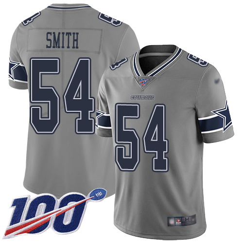 Nike Dallas Cowboys #54 Jaylon Smith Gray Youth Stitched NFL Limited Inverted Legend 100th Season Jersey