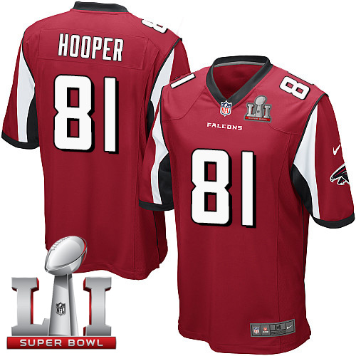 Nike Atlanta Falcons #81 Austin Hooper Red Team Color Super Bowl LI 51 Youth Stitched NFL Elite Jersey