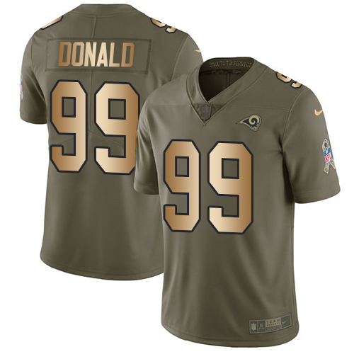 Nike Los Angeles Rams #99 Aaron Donald Olive/Gold Youth Stitched NFL Limited 2017 Salute to Service Jersey