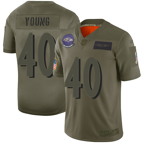 Nike Baltimore Ravens #40 Kenny Young Camo Men's Stitched NFL Limited 2019 Salute To Service Jersey