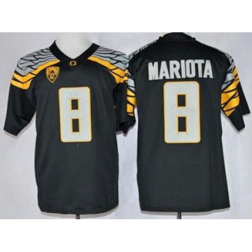 Oregon Ducks #8 Marcus Mariota Black Mach Speed Limited Stitched NCAA Jersey