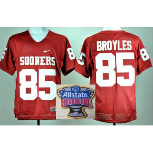 Oklahoma Sooners 85 Ryan Broyles Red College Football NCAA Jersey 2014 All State Sugar Bowl Game Patch
