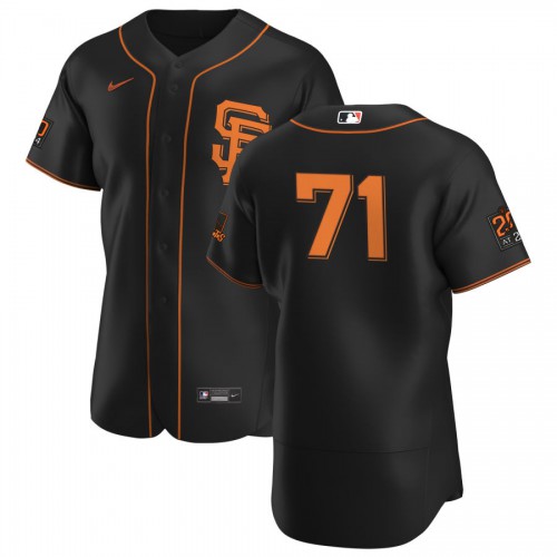San Francisco Giants #71 Tyler Rogers Men's Nike Black Alternate 2020 Authentic 20 at 24 Patch Player MLB Jersey