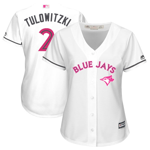 Toronto Blue Jays #2 Troy Tulowitzki White Mother's Day Cool Base Women's Stitched MLB Jersey