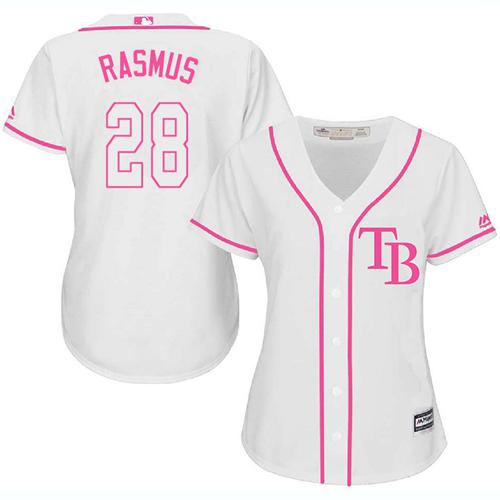Tampa Bay Rays #28 Colby Rasmus White/Pink Fashion Women's Stitched MLB Jersey
