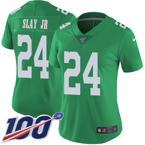 Nike Philadelphia Eagles #24 Darius Slay Jr Green Women's Stitched NFL Limited Rush 100th Season Jersey
