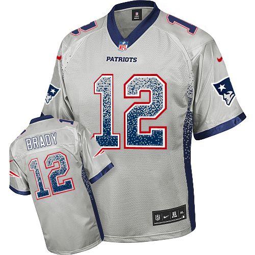Nike New England Patriots #12 Tom Brady Grey Women's Stitched NFL Elite Drift Fashion Jersey