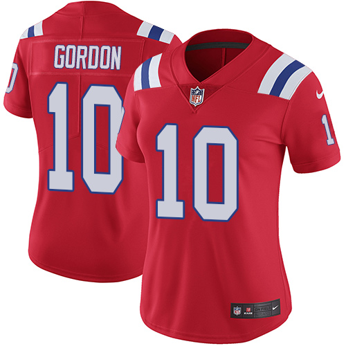 Nike New England Patriots #10 Josh Gordon Red Alternate Women's Stitched NFL Vapor Untouchable Limited Jersey