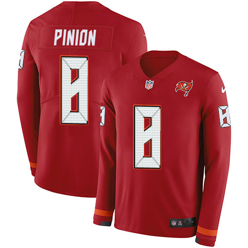 Nike Tampa Bay Buccaneers #8 Bradley Pinion Red Team Color Youth Stitched NFL Limited Therma Long Sleeve Jersey