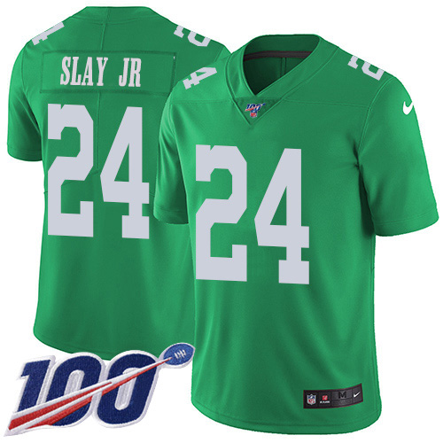 Nike Philadelphia Eagles #24 Darius Slay Jr Green Youth Stitched NFL Limited Rush 100th Season Jersey