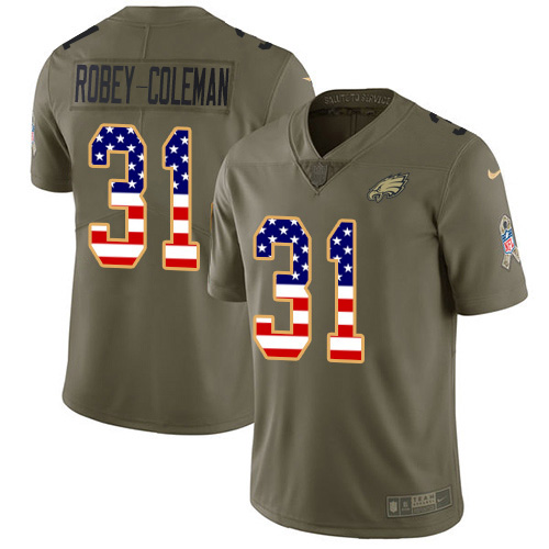 Nike Philadelphia Eagles #31 Nickell Robey-Coleman Olive/USA Flag Youth Stitched NFL Limited 2017 Salute To Service Jersey