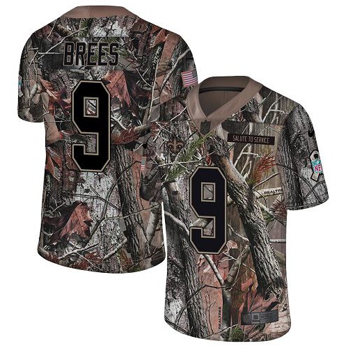 Nike New Orleans Saints #9 Drew Brees Camo Youth Stitched NFL Limited Rush Realtree Jersey