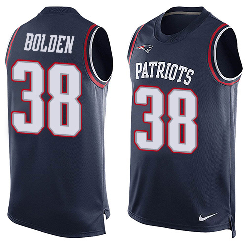 Nike New England Patriots #38 Brandon Bolden Navy Blue Team Color Men's Stitched NFL Limited Tank Top Jersey
