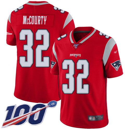 Nike New England Patriots #32 Devin McCourty Red Men's Stitched NFL Limited Inverted Legend 100th Season Jersey