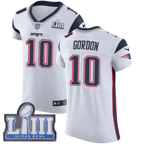 Nike New England Patriots #10 Josh Gordon White Super Bowl LIII Bound Men's Stitched NFL Vapor Untouchable Elite Jersey