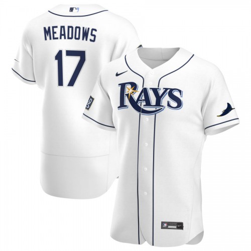 Tampa Bay Rays #17 Austin Meadows Men's Nike White Home 2020 World Series Bound Authentic Player MLB Jersey