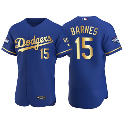 Los Angeles Los Angeles Dodgers #15 Austin Barnes Men's Nike Authentic 2021 Gold Program World Series Champions MLB Jersey Royal Men's