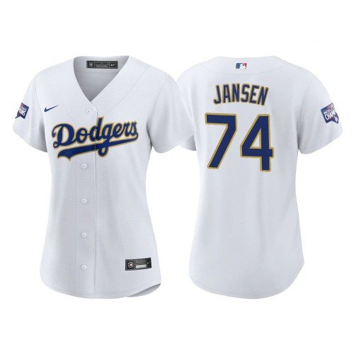 Los Angeles Los Angeles Dodgers #74 Kenley Jansen Women's Nike 2021 Gold Program World Series Champions MLB Jersey Whtie Womens