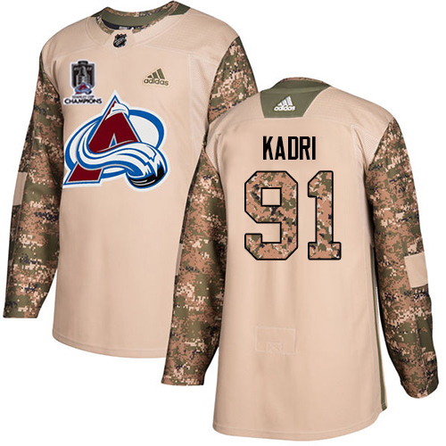 Adidas Colorado Avalanche #91 Nazem Kadri Camo Authentic 2022 Stanley Cup Champions Veterans Day Stitched NHL Jersey Men's