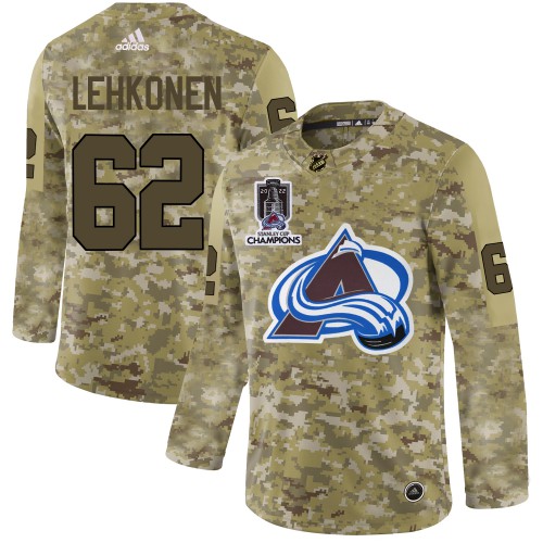 Adidas Colorado Avalanche #62 Artturi Lehkonen Camo 2022 Stanley Cup Champions Authentic Stitched NHL Jersey Men's